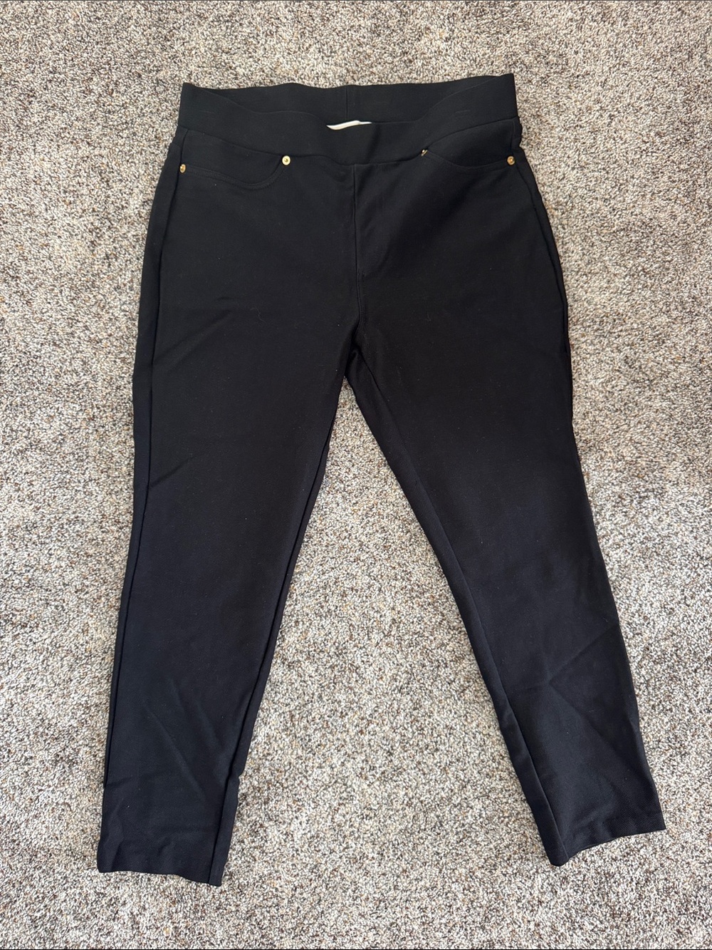 Michael Kors Black Ponte Pull-On Pants with Gold Accent